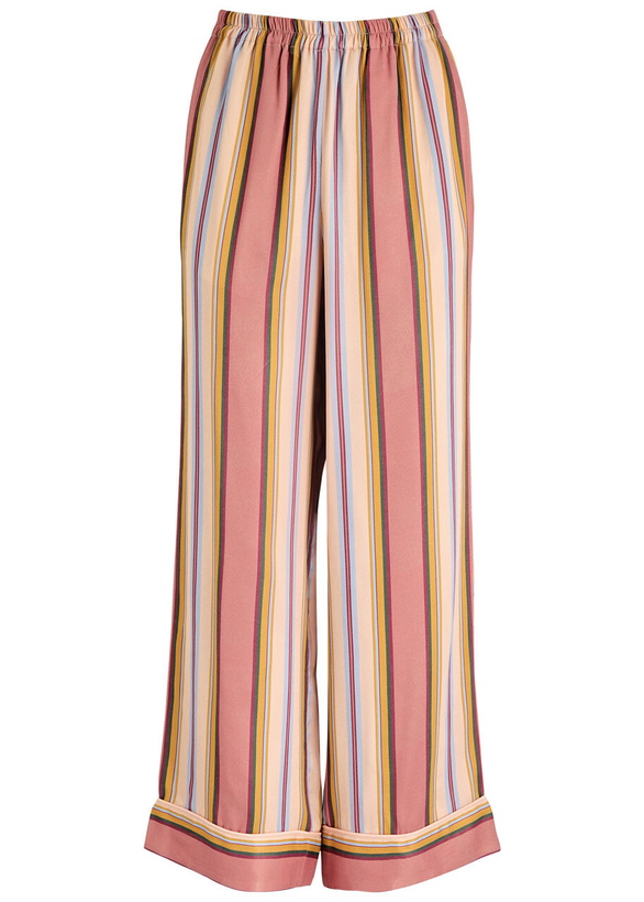 Photo: Sleeper Pastelle Striped Satin Pyjama Trousers Pink