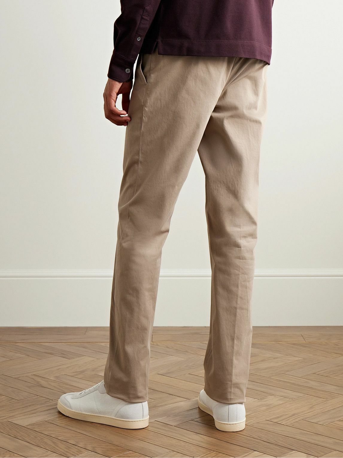 Zegna - Slim-Fit Straight-Leg Stretch-Cotton Twill Trousers - Neutrals