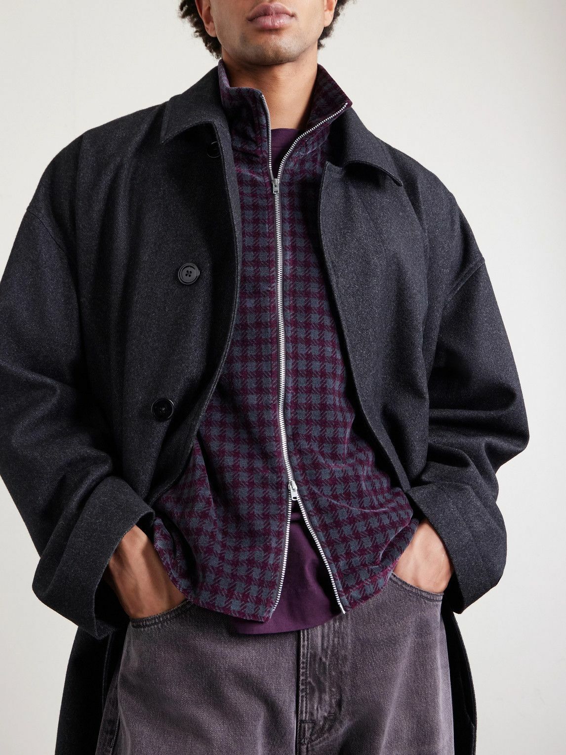Our Legacy - Shrunken Checked Cotton-Blend Velour Track Jacket