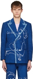 KidSuper Blue Embroidered Blazer