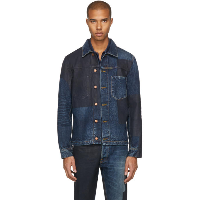 Photo: Nudie Jeans SSENSE Exclusive Blue Painted Denim Ronny Jacket