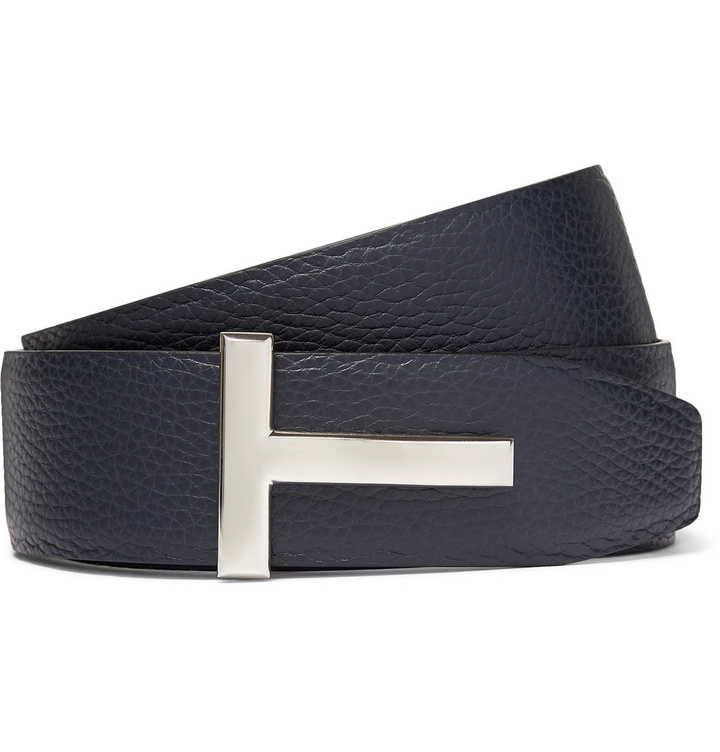 Photo: TOM FORD - 4cm Black and Navy Reversible Full-Grain Leather Belt - Blue