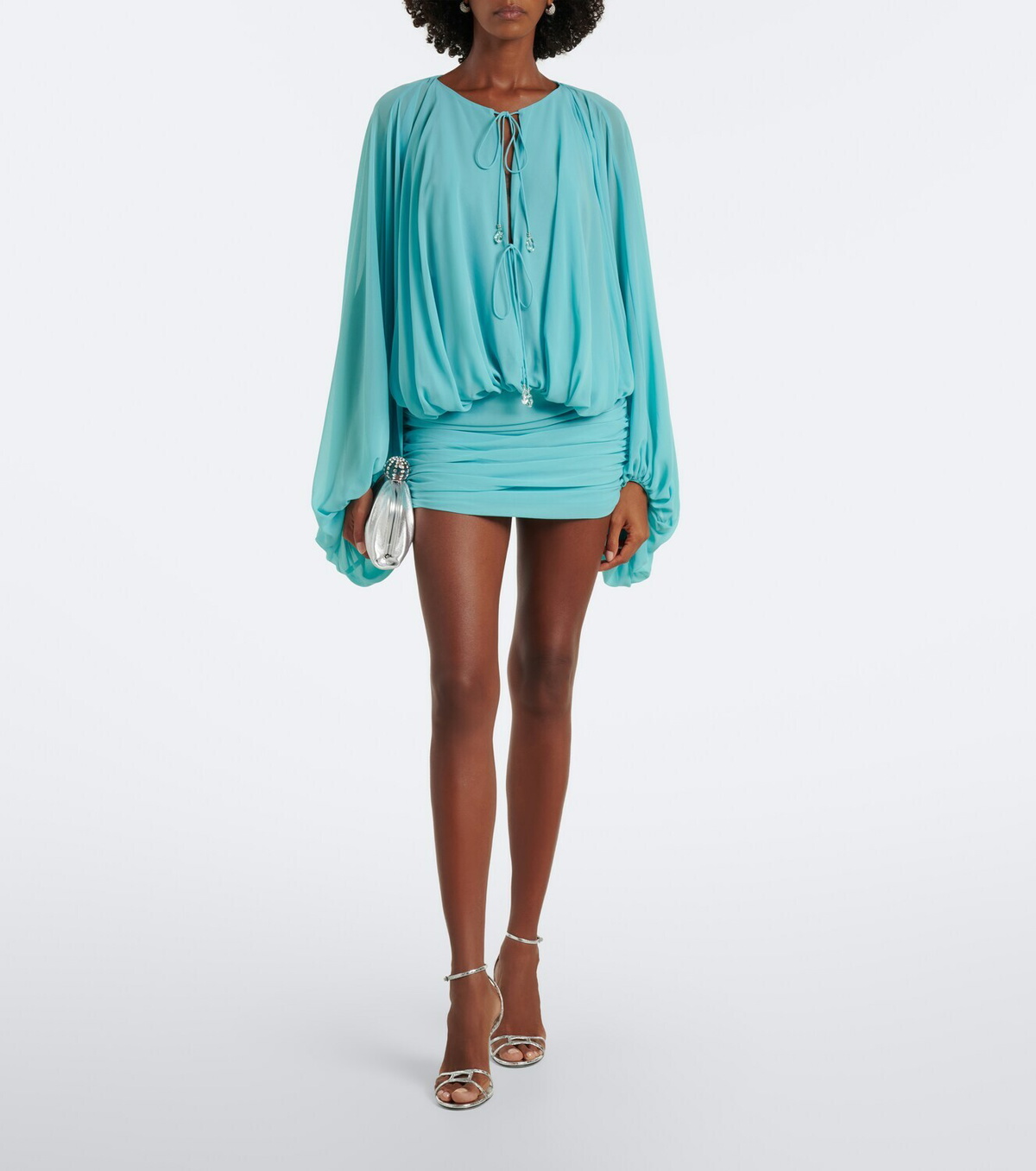 De La Vali Eulalia gathered chiffon minidress