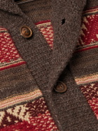 RRL - Shawl-Collar Wool, Linen and Silk-Blend Jacquard Cardigan - Brown