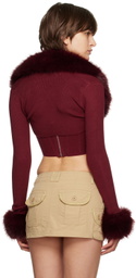 Danielle Guizio Burgundy Cropped Faux-Fur Bolero