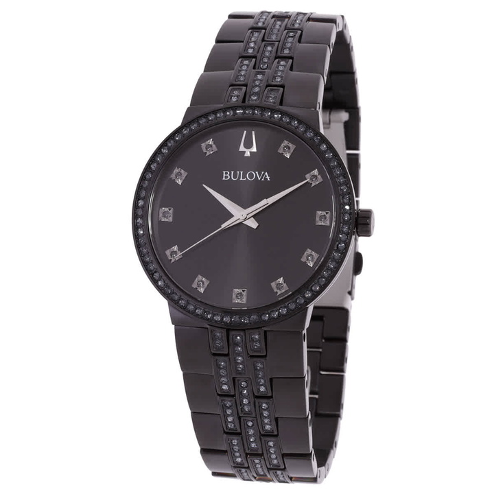 Photo: Bulova Classic Box Set Quartz Crystal Black Dial Mens Watch and Necklace Set 98K116