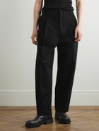 LEMAIRE - Carrot Tapered Pleated Cotton-Drill Trousers - Black
