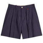 Late Checkout Men's Pinstripe Origami Shorts in Navy