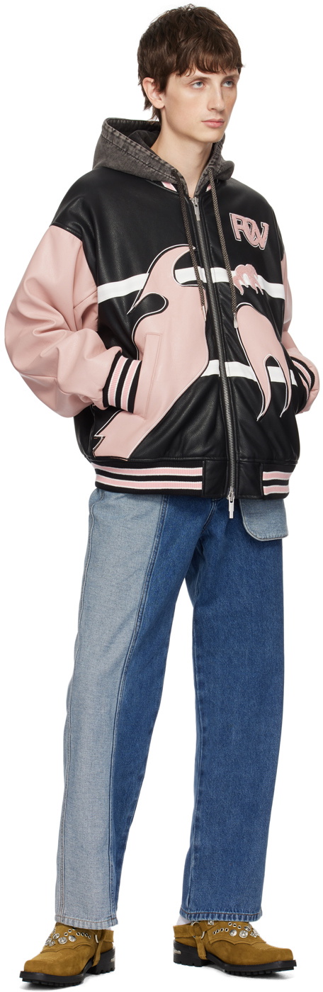 Feng Chen Wang Black & Pink 'Phoenix' Bomber Jacket Feng Chen Wang