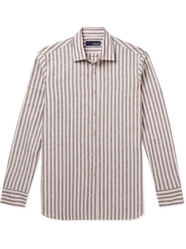 Photo: Lardini - Striped Slub Cotton Shirt - Neutrals