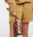 Loewe Anagram leather and canvas pouch with strap