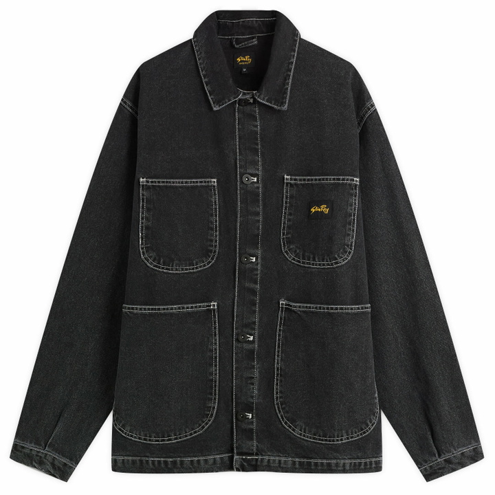 Photo: Stan Ray Men's Coverall Jacket in Stonewashed Black Denim