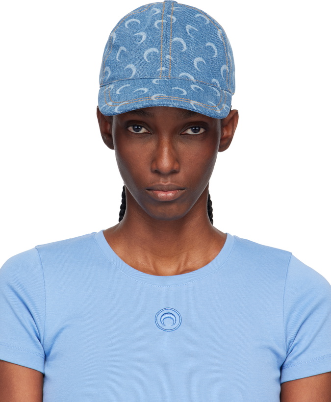 Photo: Marine Serre Blue Moon Laser Denim Baseball Cap