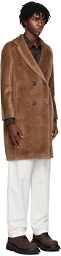 Max Mara Brown Double-Breasted Faux-Fur Coat