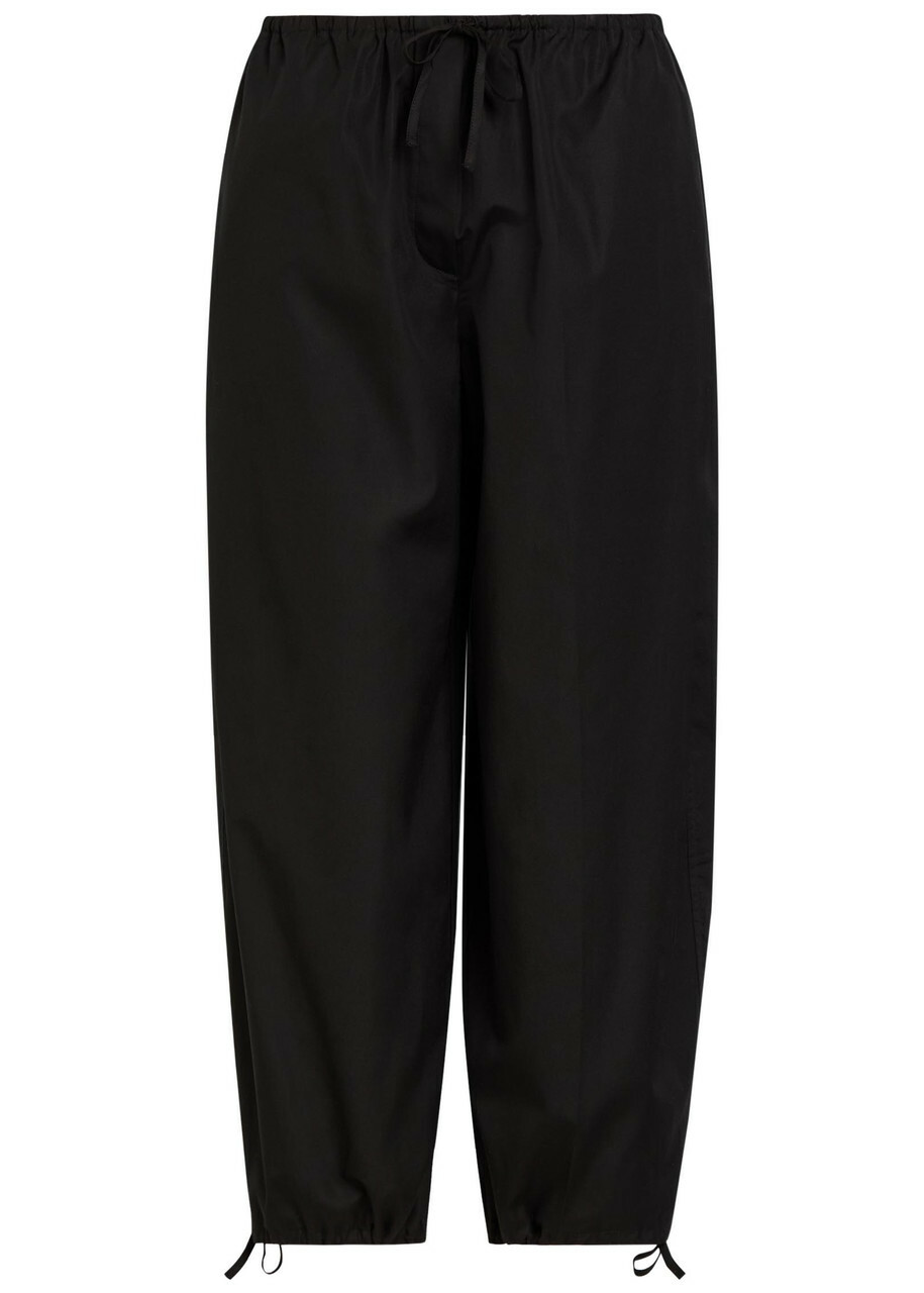 Toteme Drawstring Barrel-leg Cotton Trousers Black