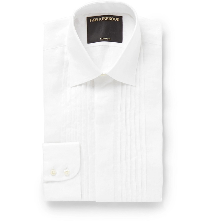 Photo: Favourbrook - Bib-Front Double-Cuff Cotton-Poplin Shirt - Neutrals