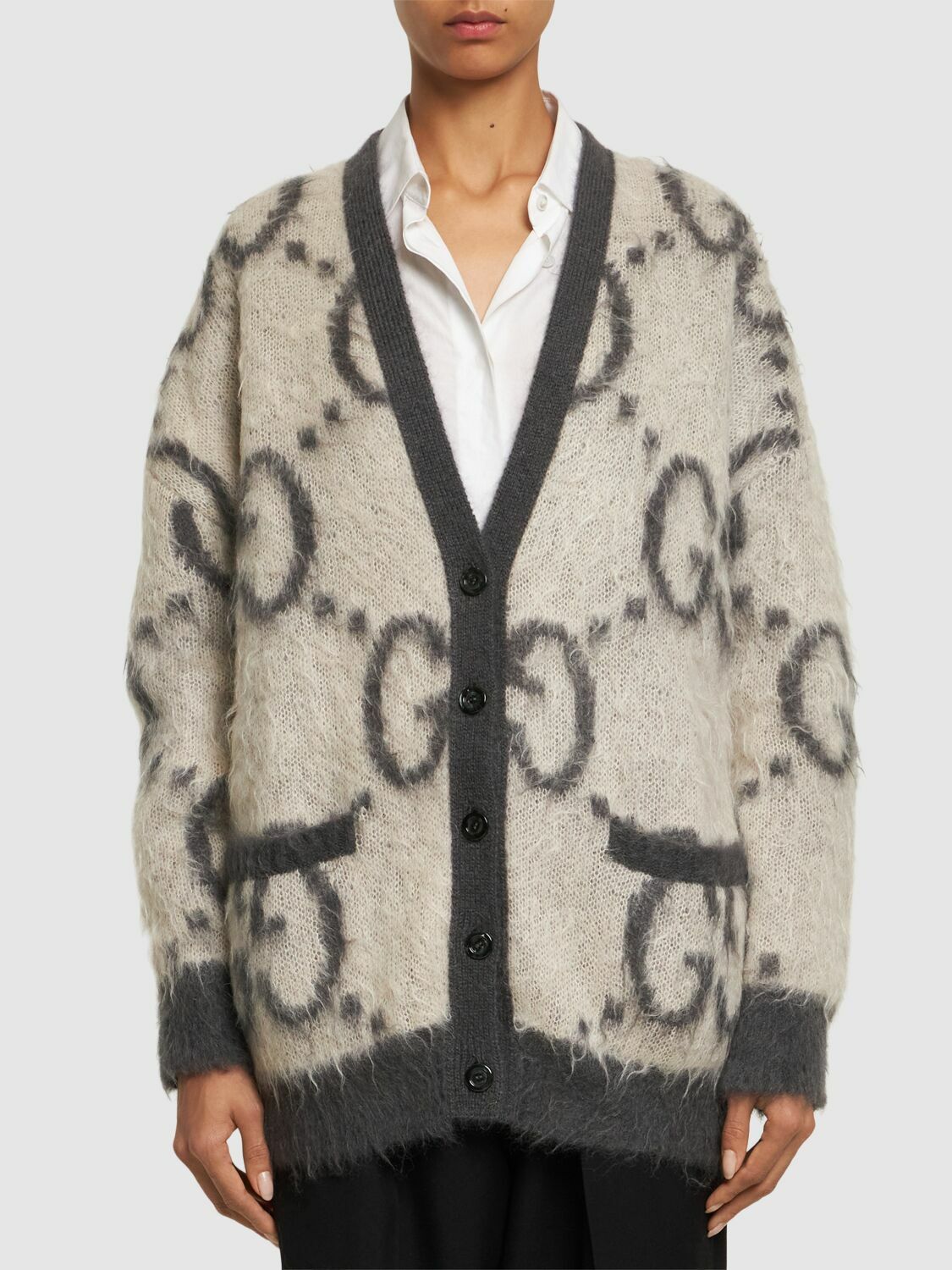 GUCCI - リバーシブル GG モヘア カーディガン GUCCI - Reversible Gg Mohair Blend Cardigan Gucci