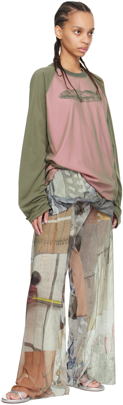 Serapis SSENSE Exclusive Khaki & Pink Reversible Long Sleeve T-Shirt