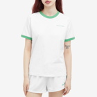Sporty & Rich Women's Serif Logo Ringer T-Shirt in White