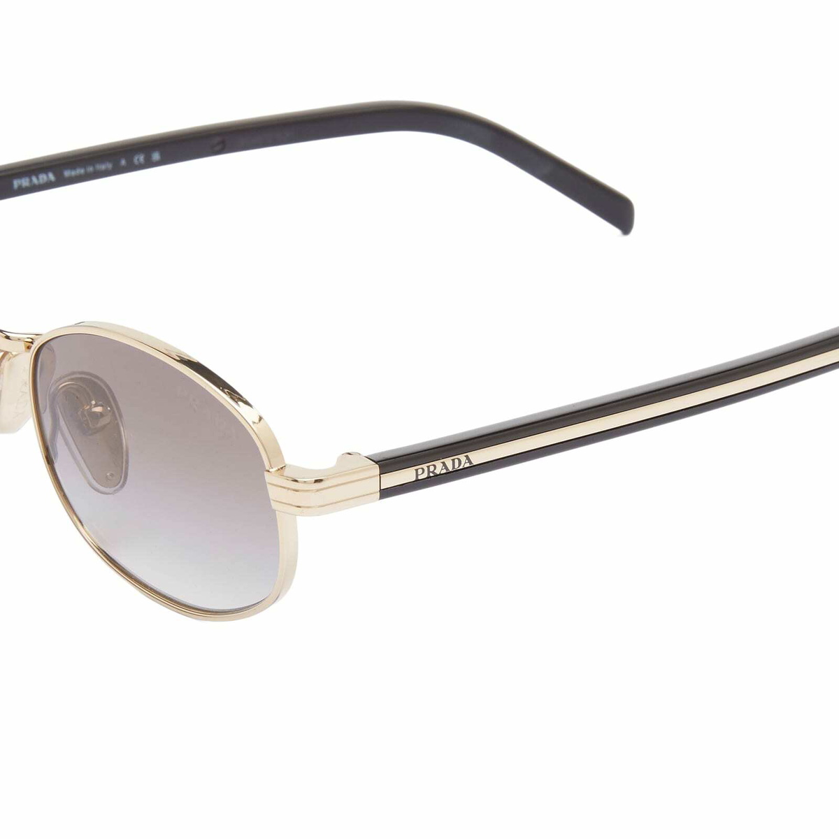Prada Eyewear 0PR B53S Sunglasses in Pale Gold/Grey Gradient 