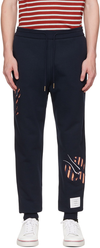 Photo: Thom Browne Navy Lobster Lounge Pants