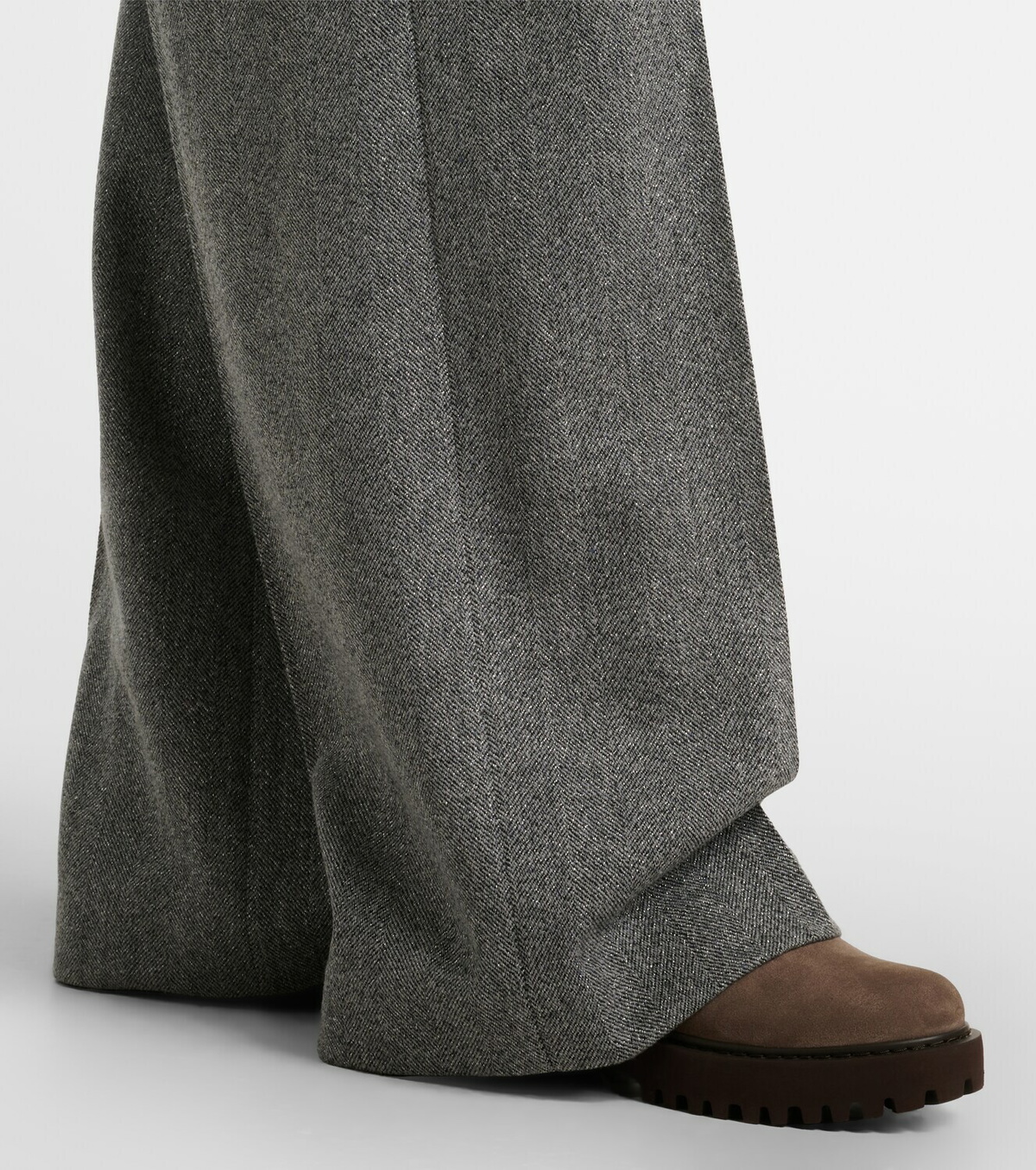 Brunello Cucinelli Monili herringbone wool-blend wide-leg pants