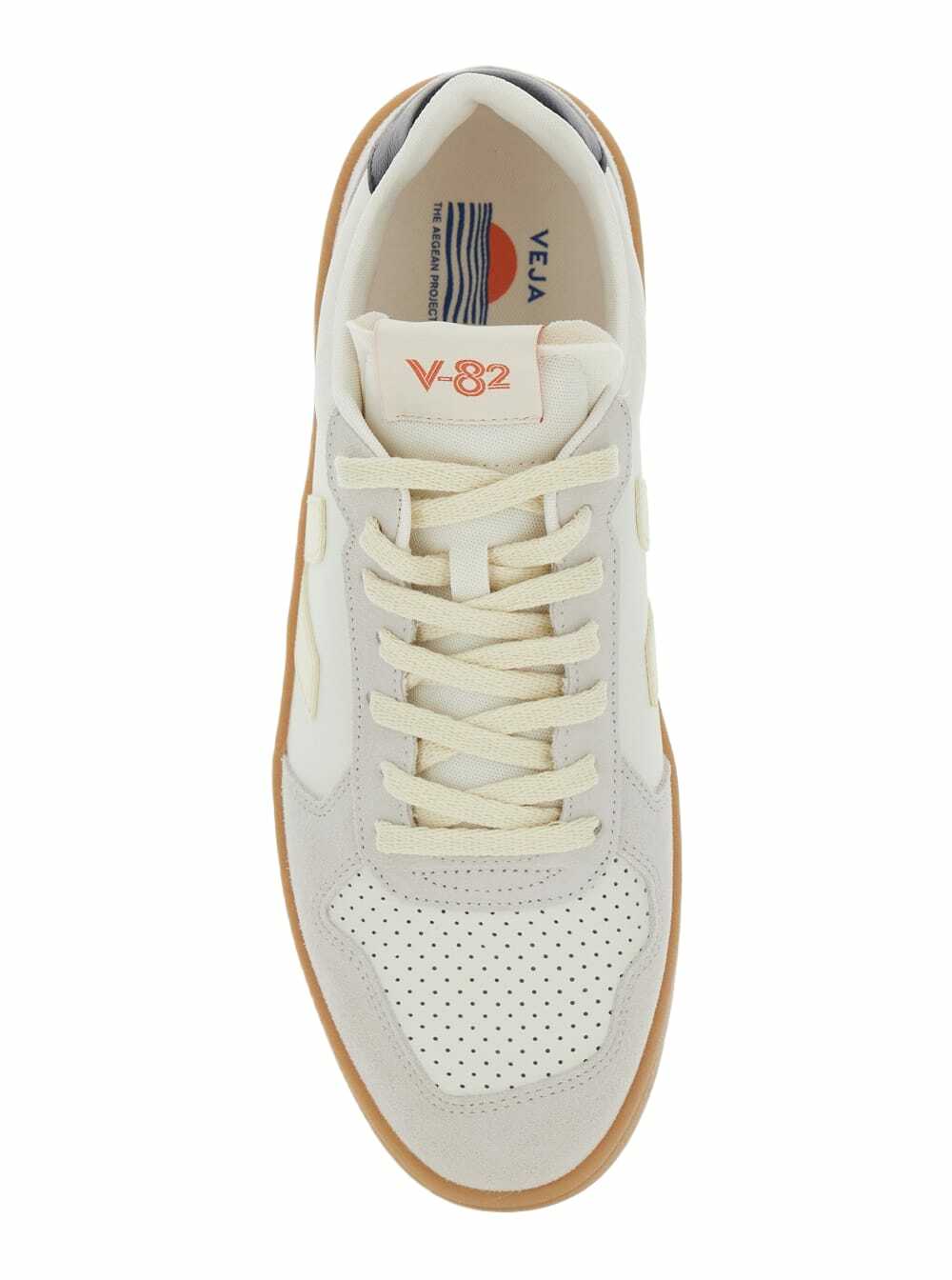 Veja v-82 Grey Low Top Sneakers With Logo Patch On Tongue And Side And Logo Letteirng On The Heel In Leather Unisex