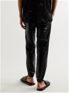 SAINT LAURENT - Tapered Leather Sweatpants - Black