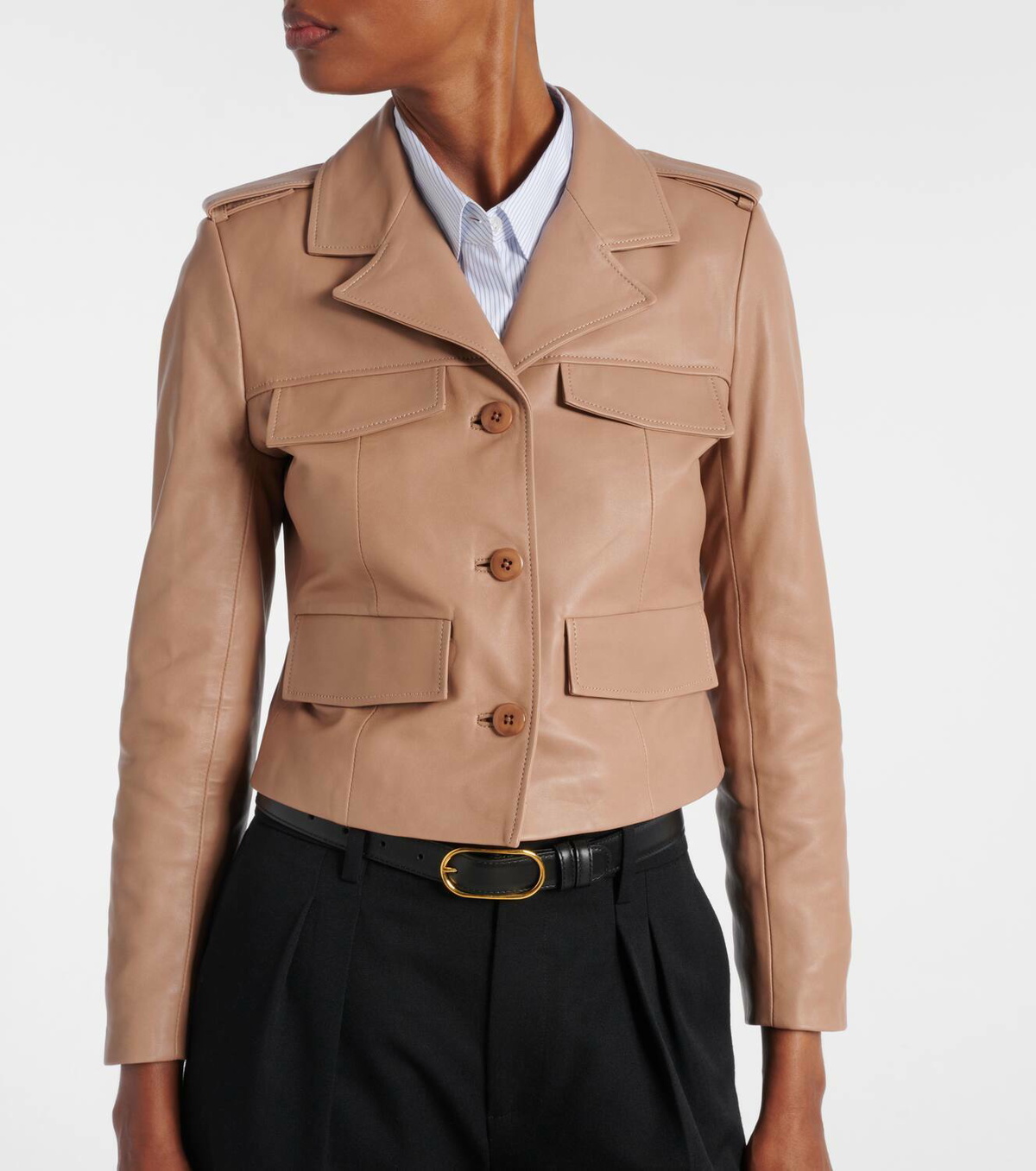 Dorothee Schumacher Sleek Statement cropped leather jacket