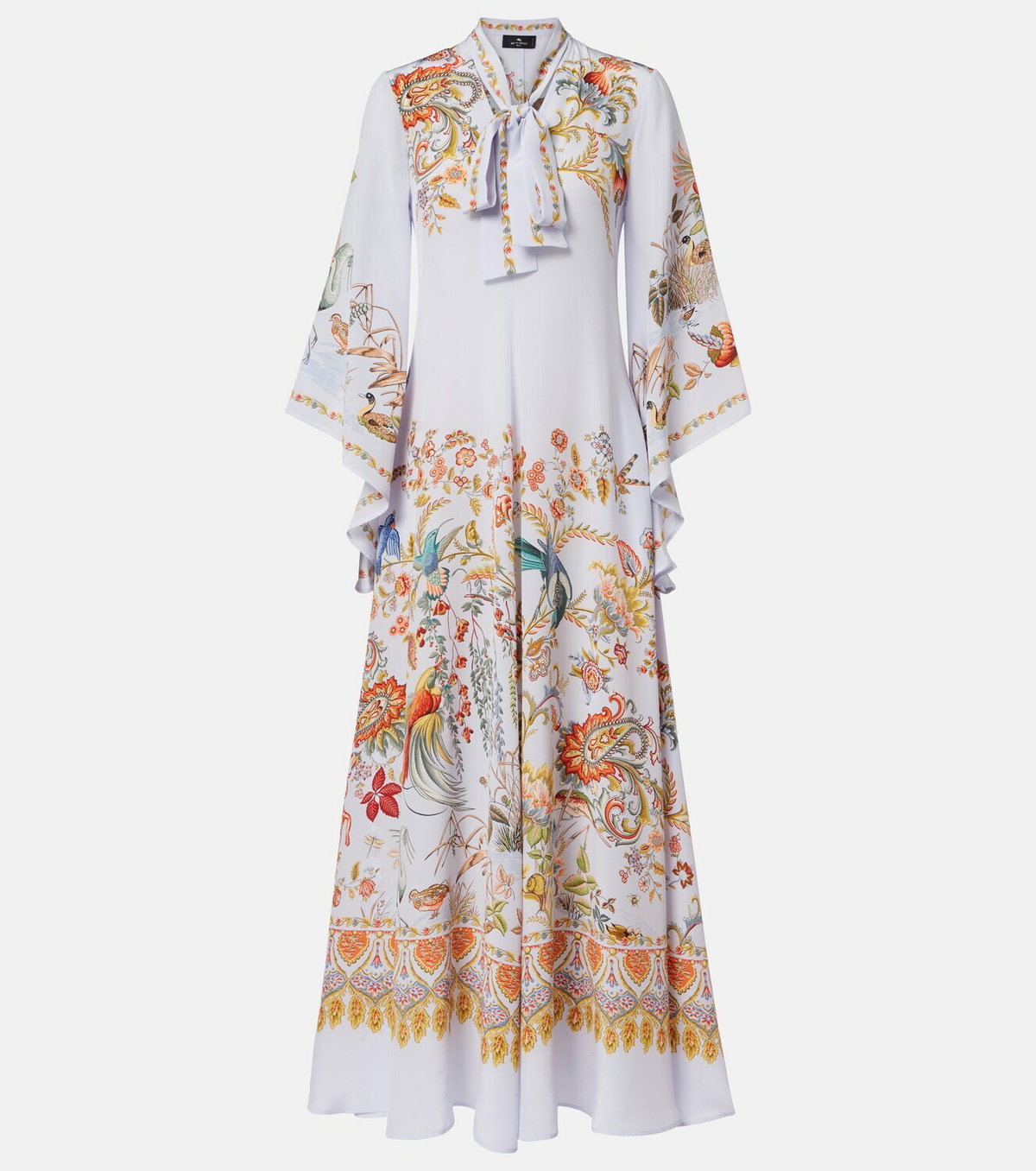 Etro Scarf-detail floral silk maxi dress