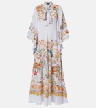 Etro Scarf-detail floral silk maxi dress