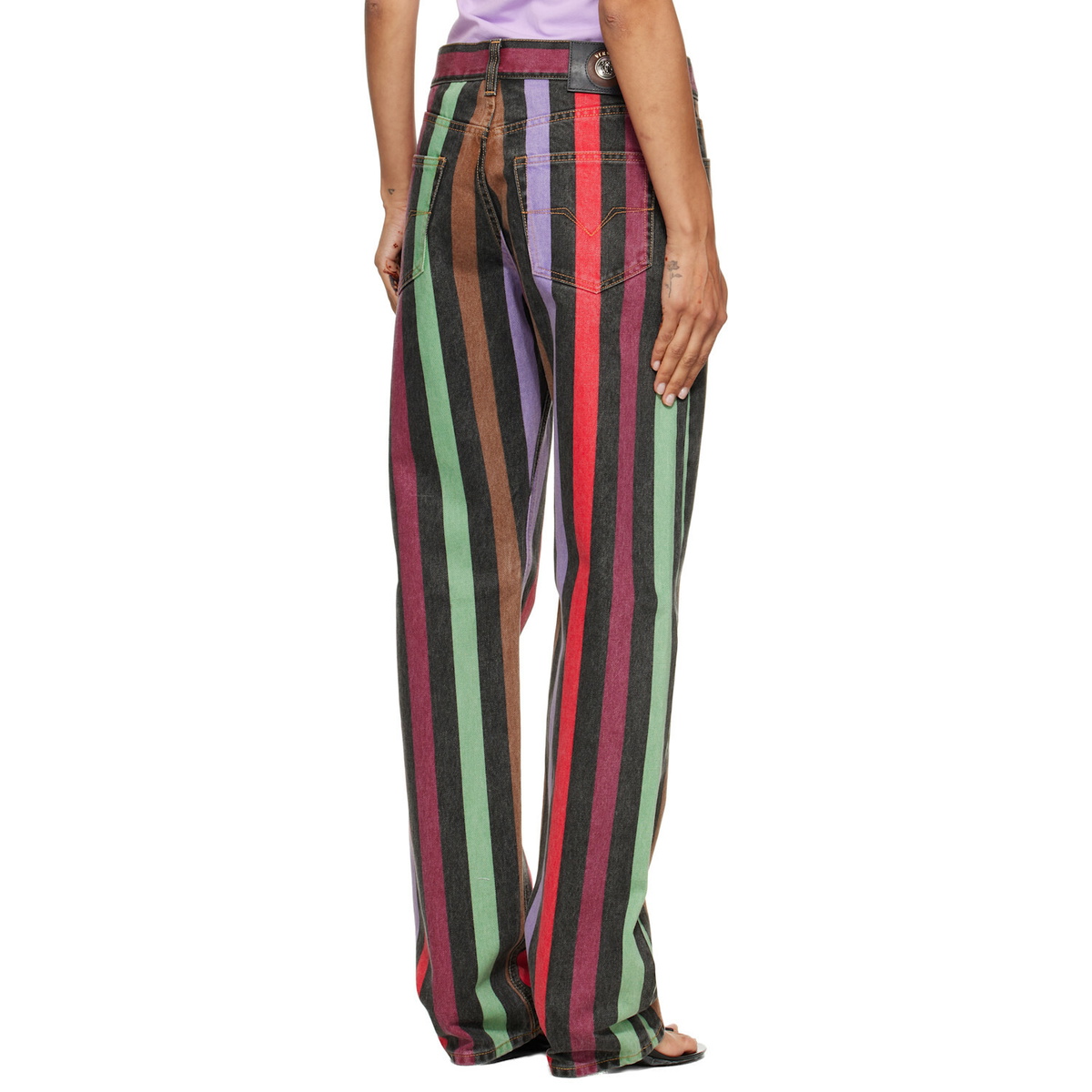 Versace Multicolor Striped Straight Jeans