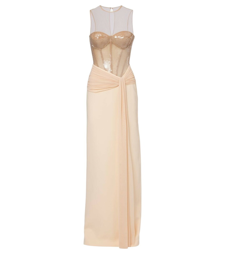 Photo: David Koma Sequined cady and mesh corset gown