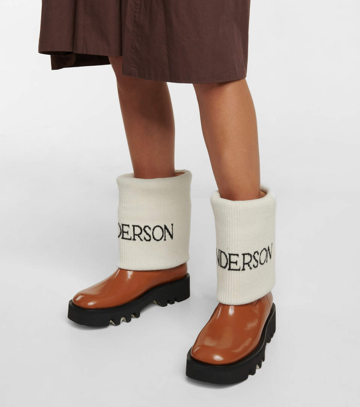 【JW Anderson】 Logo-intarsiaレザーブーツ JW Anderson - Logo-intarsia leather boots JW Anderson