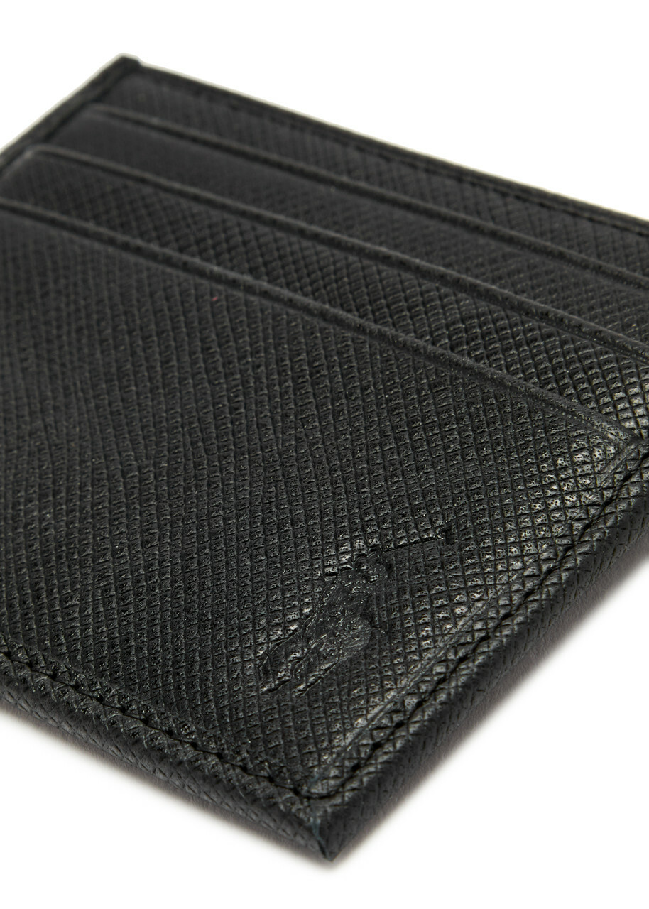 Polo Ralph Lauren Logo Saffiano Leather Card Holder - Black - One Size