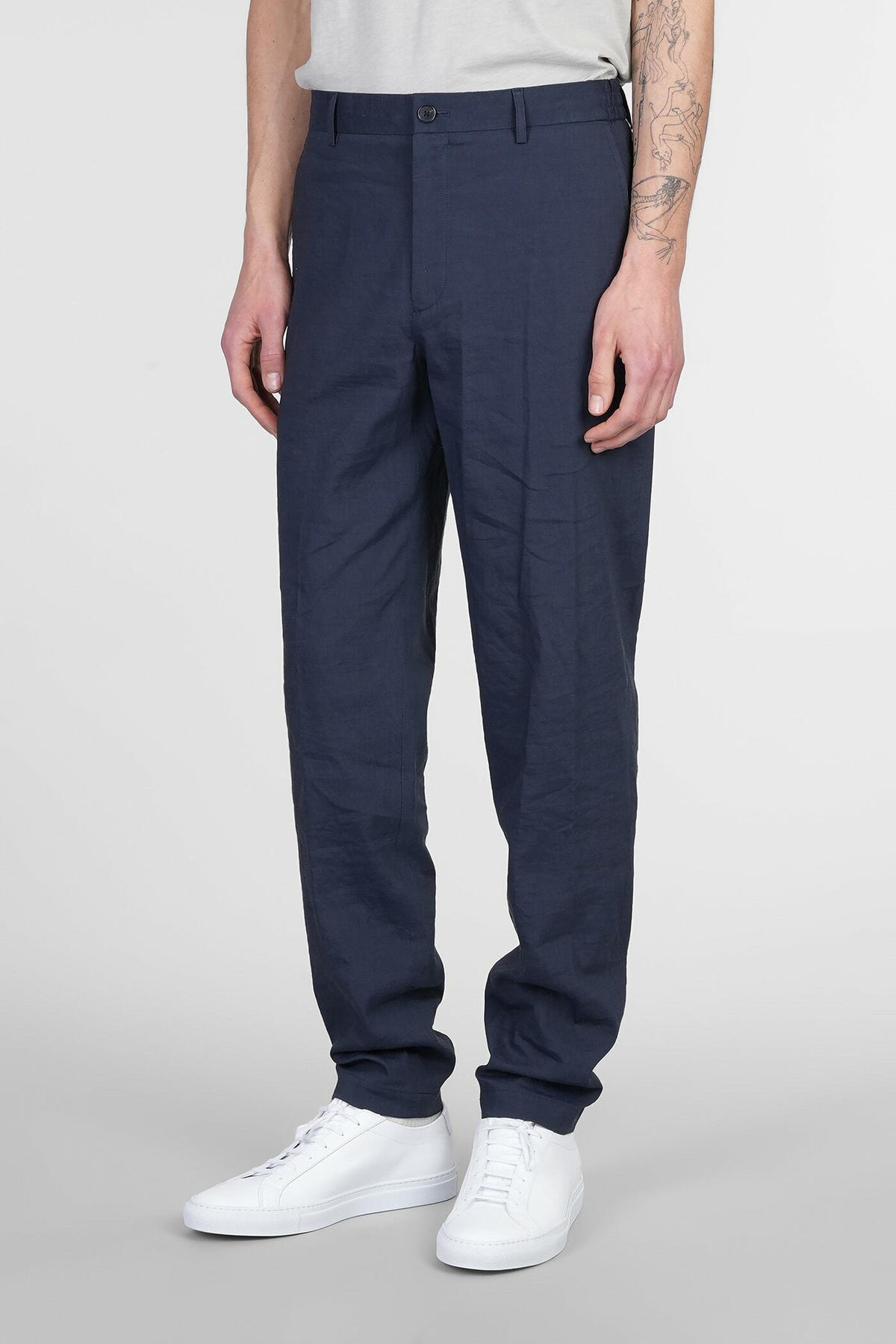 Theory Pants In Blue Linen