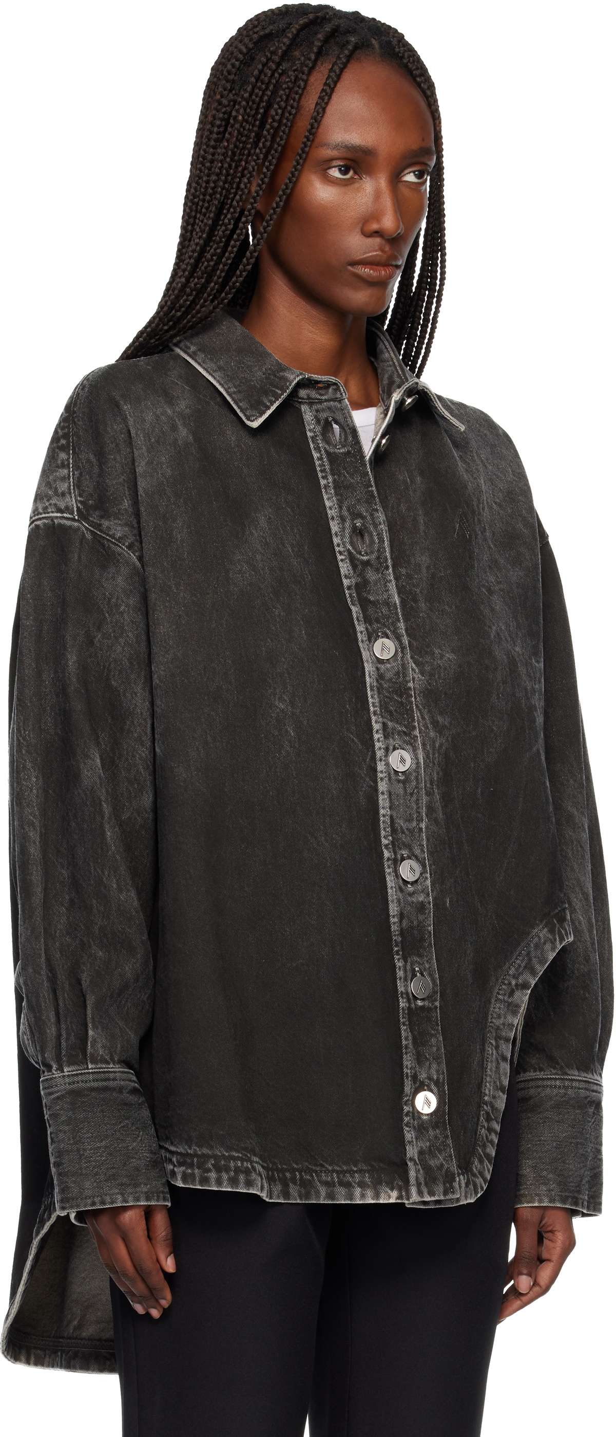 The Attico Black Diana Denim Shirt