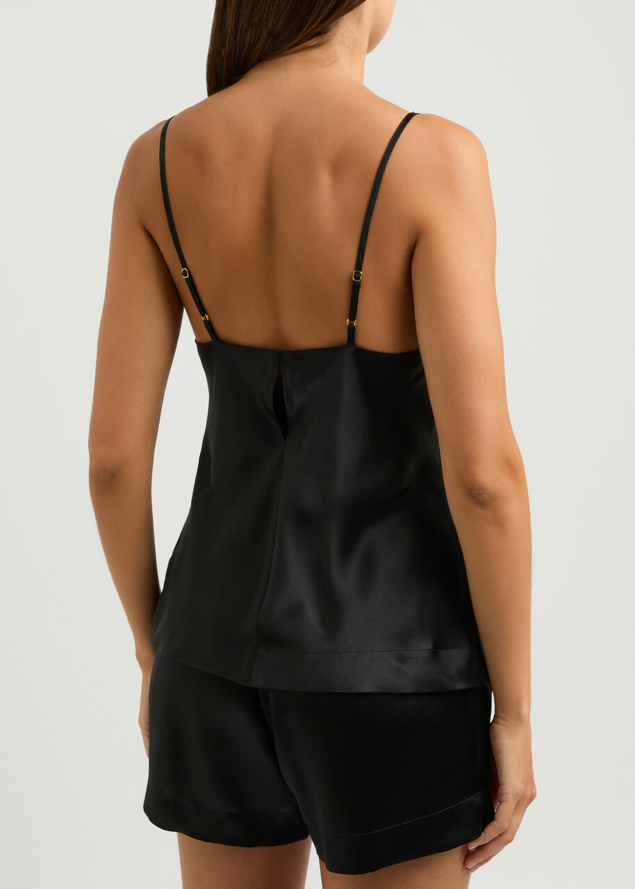 Fleur OF England Fleur De Jour Silk-satin Pyjama top Black