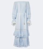 Xu Zhi Ruffled off-shoulder lace-trimmed maxi dress