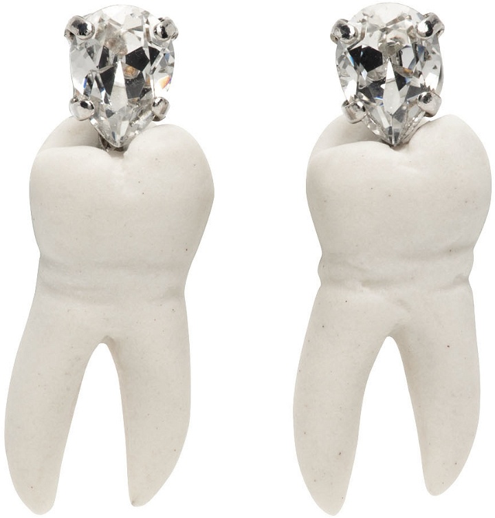 Photo: Simone Rocha White Porcelain & Crystal Tooth Earrings