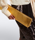 Balmain Croc-effect metallic leather clutch