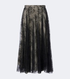 Erdem Pleated floral lace midi skirt