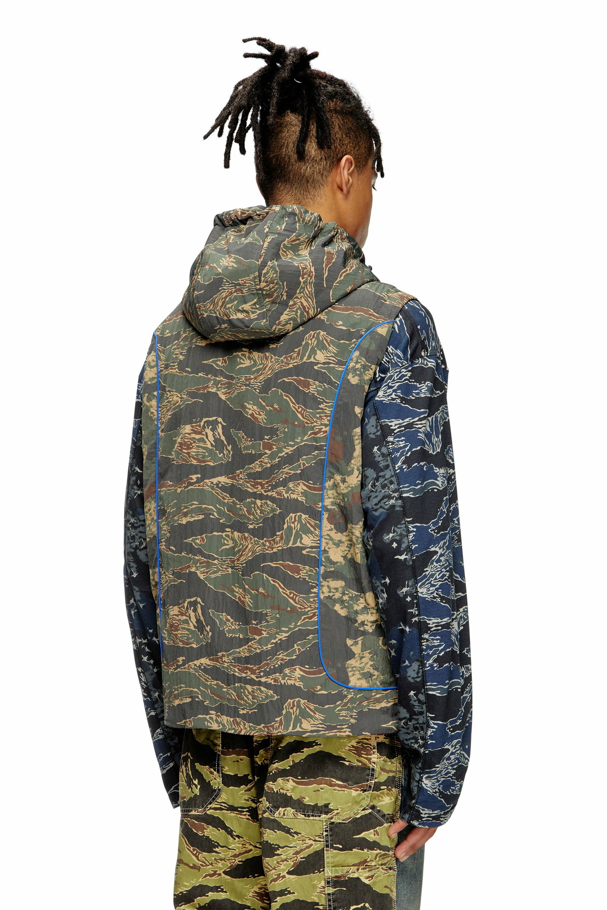 Diesel Hooded vest with mixed camo prints - Jackets Mens in Multicolor