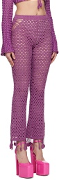 Moschino Purple Crocheted Lounge Pants