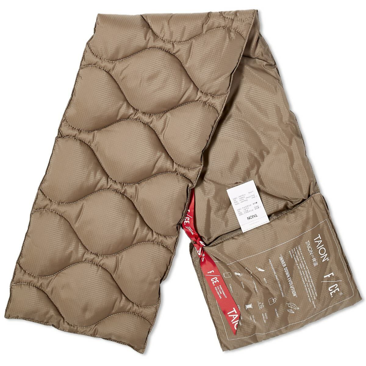 F/CE. Men's x Taion Packable Down Scarf in Sage Green