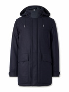 Zegna - Suede-Trimmed TECHMERINO™ Wool Hooded Down Parka - Blue