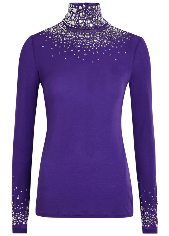 Photo: Rabanne Stud-embellished Stretch-jersey top Violet