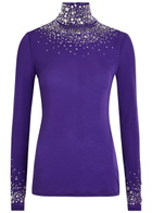 Rabanne Stud-embellished Stretch-jersey top Violet