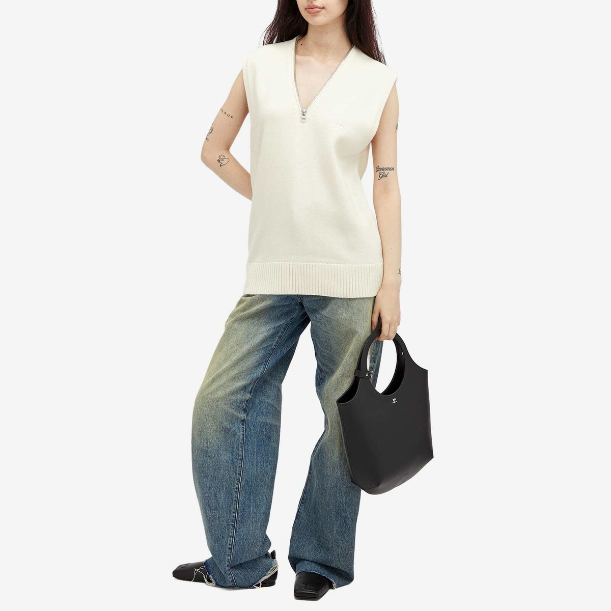 Courrèges Women's Zipped Wool Vest in Natural