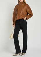 Nour Hammour Ariste Panelled Grained Leather Bomber Jacket Brown